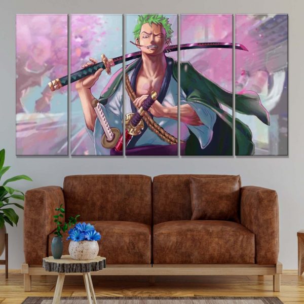 Tableau Zoro One Piece Toile Avec Cadre – Image 2