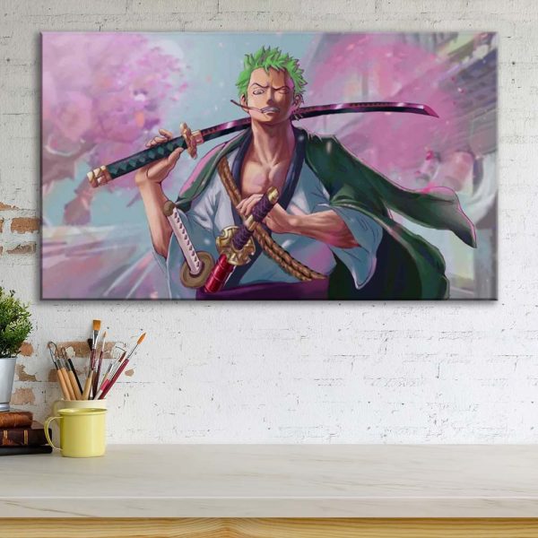 Tableau Zoro One Piece Toile Avec Cadre – Image 3