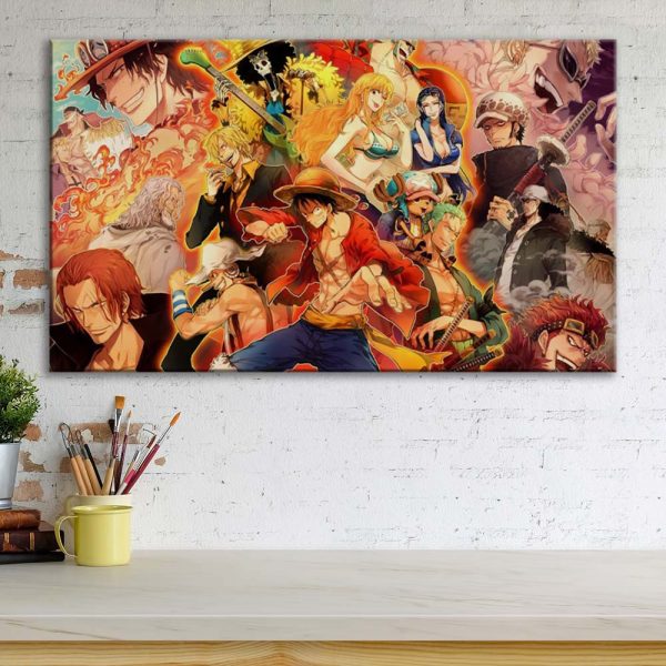 Tableau One Piece Tous Les Personnages 26 Toile Avec Cadre – Image 3