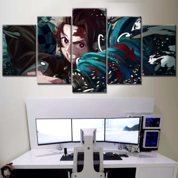 Tableau Tanjiro Demon Slayer Kimetsu No Yaiba 2 Toile Avec Cadre – Image 2