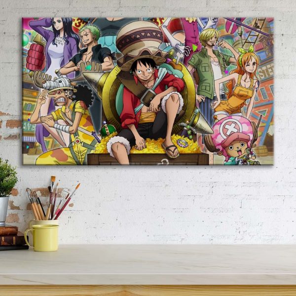 Tableau One Piece Tous les personnages 22 Toile Avec Cadre – Image 3