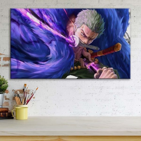 Tableau One Piece Zoro 32 Toile Avec Cadre – Image 3