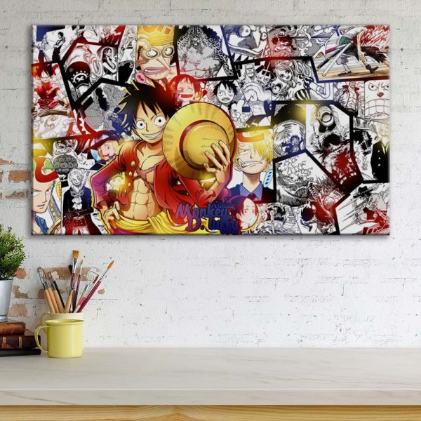 Tableau One Piece Tous les personnages 27 Toile Avec Cadre – Image 3