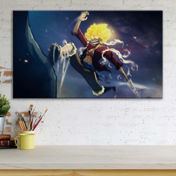 Tableau One Piece Monkey D Luffy 45 Toile Avec Cadre – Image 3