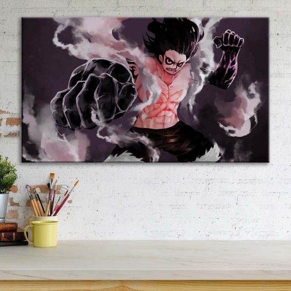 Tableau One Piece Monkey D Luffy Gear 4 Toile Avec Cadre – Image 3