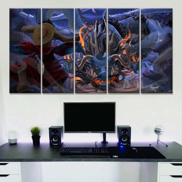 Tableau One Piece Luffy et Kaido 28 Toile Avec Cadre – Image 2