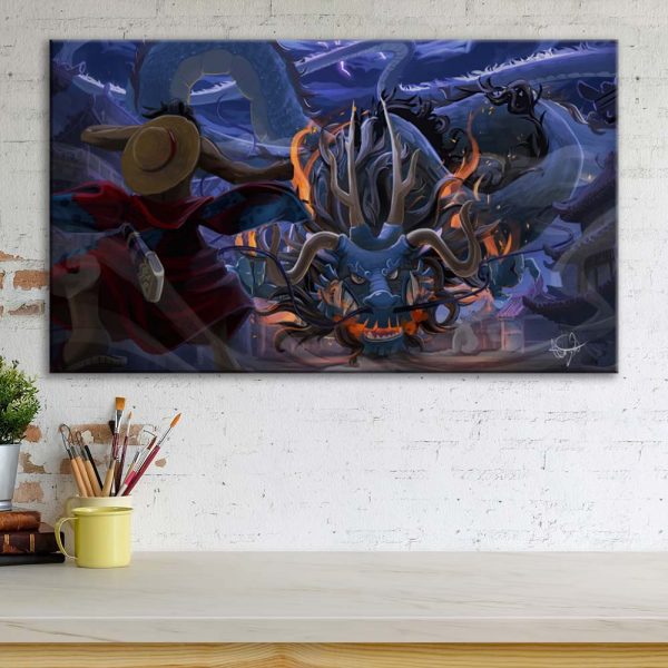 Tableau One Piece Luffy et Kaido 28 Toile Avec Cadre – Image 3