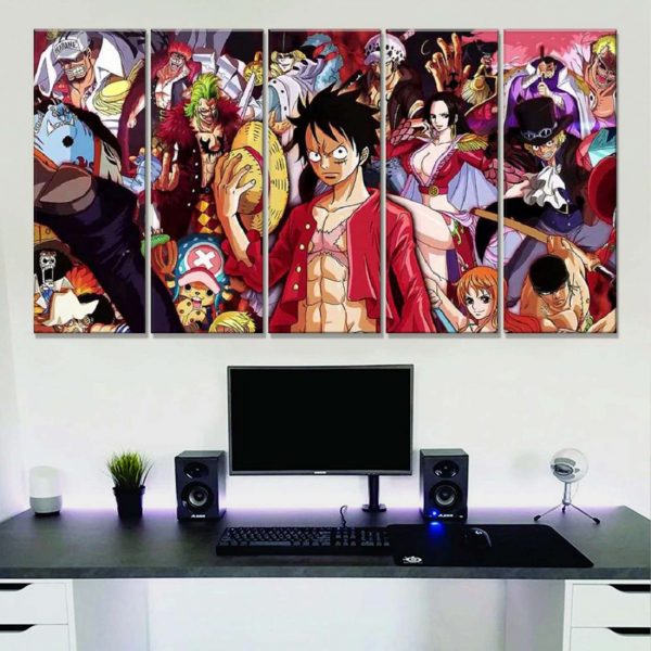 Tableau One Piece Tous Les Personnages 56 Toile Avec Cadre – Image 2
