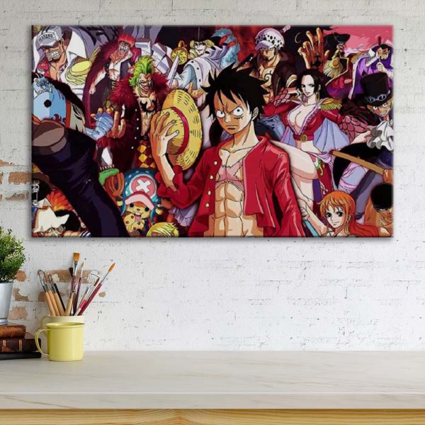 Tableau One Piece Tous Les Personnages 56 Toile Avec Cadre – Image 3