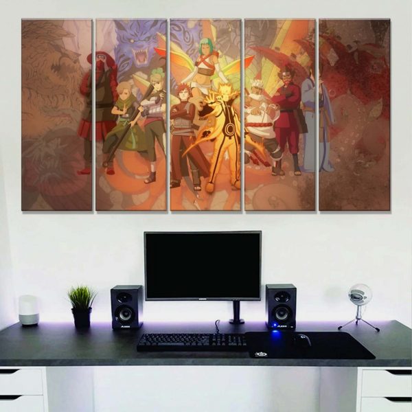 Tableau Naruto Tous Les Personnages 17 Toile Avec Cadre – Image 2