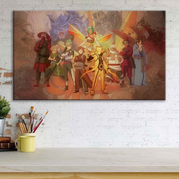 Tableau Naruto Tous Les Personnages 17 Toile Avec Cadre – Image 3