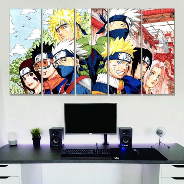 Tableau Naruto Tous Les Personnages 25 Toile Avec Cadre – Image 2