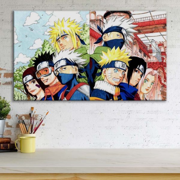 Tableau Naruto Tous Les Personnages 25 Toile Avec Cadre – Image 3