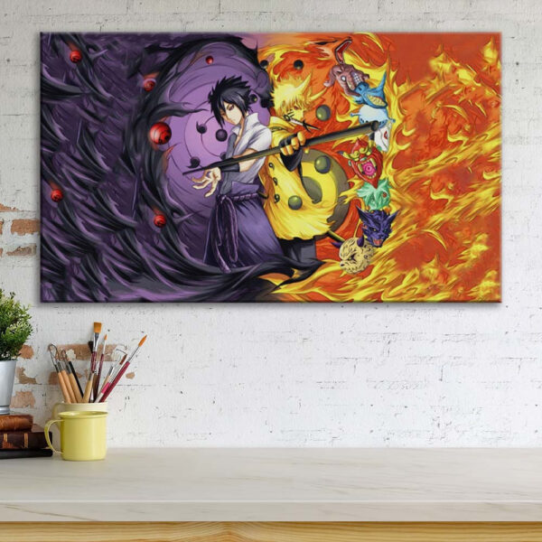 Tableau Naruto Sasuke et Naruto 11 Toile Avec Cadre – Image 3