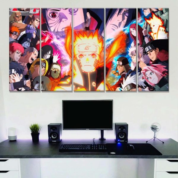 Tableau Naruto Tous Les Personnages 19 Toile Avec Cadre – Image 2