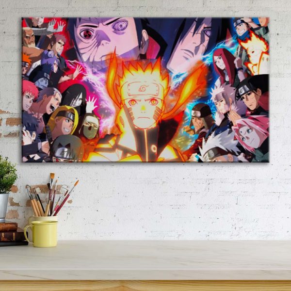 Tableau Naruto Tous Les Personnages 19 Toile Avec Cadre – Image 3
