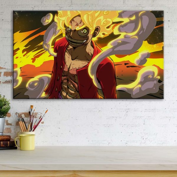 Tableau One Piece Monkey D Luffy 46 Toile Avec Cadre – Image 3