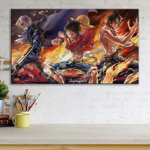Tableau One Piece Tous Les Personnages 40 Toile Avec Cadre – Image 3