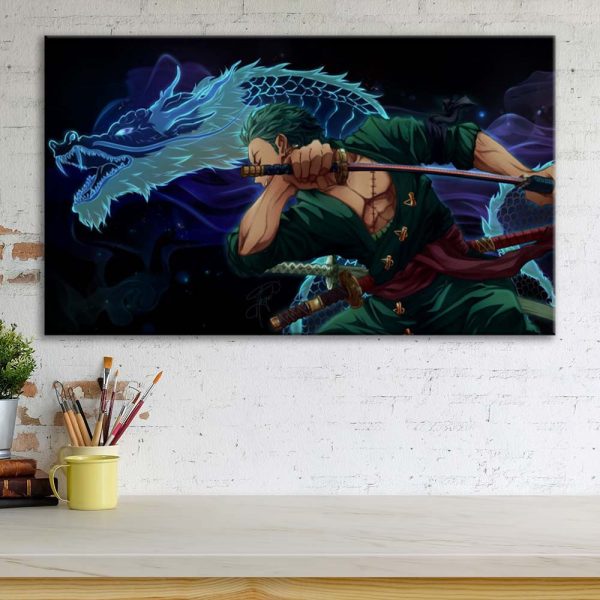 Tableau One Piece Zoro 52 Toile Avec Cadre – Image 3