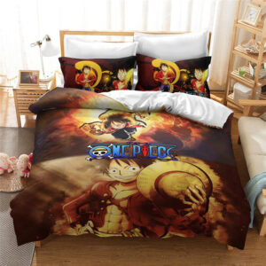 Parure de lit Monkey D.Luffy One Piece Manga Mignon, Amant de Monkey D.Luffy 3 Housse De Couette Ensemble De Literie