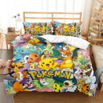Parure de lit Pokémons drôles Housse De Couette Ensemble De Literie