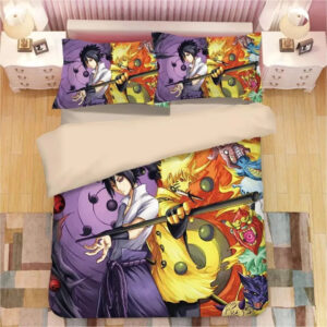 Parure de lit Naruto Uzumaki Naruto Naruto contre Sasuke Housse De Couette Ensemble De Literie
