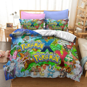 Parure de lit Pokémons drôles 5 Housse De Couette Ensemble De Literie