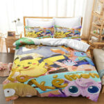 Parure de lit Pokemon Pikachu Heureux Personnages Housse De Couette Ensemble De Literie