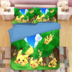 Parure de lit Pikachu dans la forêt Housse De Couette Ensemble De Literie