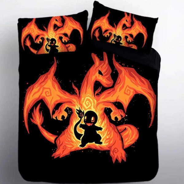 Parure de lit Pokemon Salamèche 2 Housse De Couette Ensemble De Literie