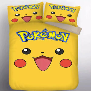 Parure de lit Pokemon Pikachu Visage Housse De Couette Ensemble De Literie