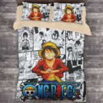 Parure de lit Bande dessinée One Piece Luffy 3 Housse De Couette Ensemble De Literie