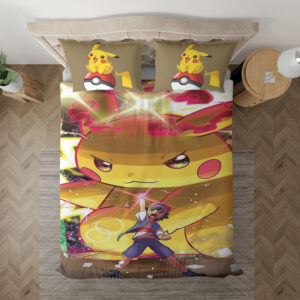 Parure de lit Pokémon Pikachu, Pokémon Pikachu Satoshi Housse De Couette Ensemble De Literie