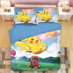 Housse De Couette Pikachu 3 Pokemon Et Ses Amis Parure de lit Ensemble De Literie