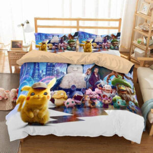 Housse De Couette Détective Pikachu Et Ses Amis Tous Les Personnages Parure de lit Ensemble De Literie