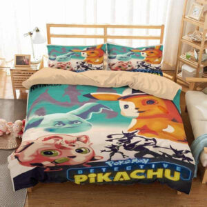 Housse De Couette Détective Pikachu Et Ses Amis Parure de lit Ensemble De Literie