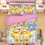 Housse De Couette Pikachu Pokémon 9 Parure de lit Ensemble De Literie