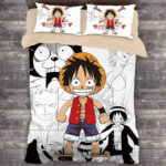 Housse De Couette Bande Dessinée One Piece Luffy Et Ses Amis Parure de lit Ensemble De Literie