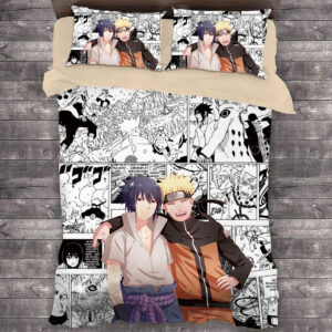 Housse De Couette Bande Dessinée Naruto Et Sasuke Parure de lit Ensemble De Literie