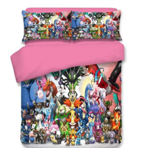Housse De Couette Pikachu 5 Pokemon Tous Les Personnages Parure de lit Ensemble De Literie