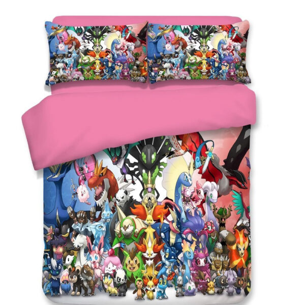 Housse De Couette Pikachu 5 Pokemon Tous Les Personnages Parure de lit Ensemble De Literie