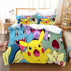 Housse De Couette Acclamations Pokemon Tous Les Personnages Parure de lit Ensemble De Literie