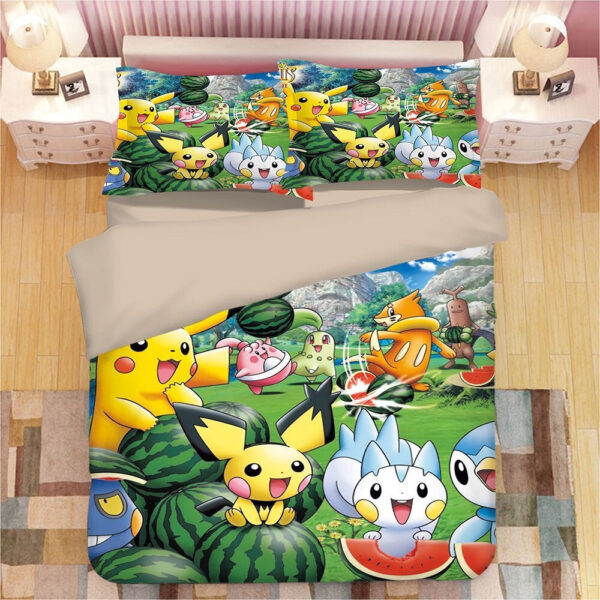 Housse De Couette Pikachu Et Ses Amis Pokemon Tous Les Personnages Parure de lit Ensemble De Literie