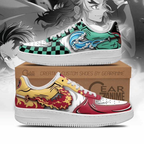 Baskets Air Force 1 Tanjiro & Rengoku – Respiration – Demon Slayer – Image 2