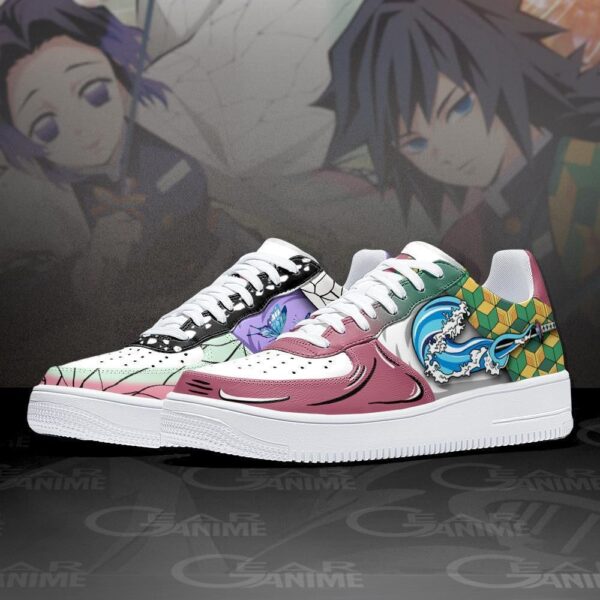 Baskets Air Force 1 Giyu et Shinobu – Demon Slayer – Style Technique de souffle – Image 2