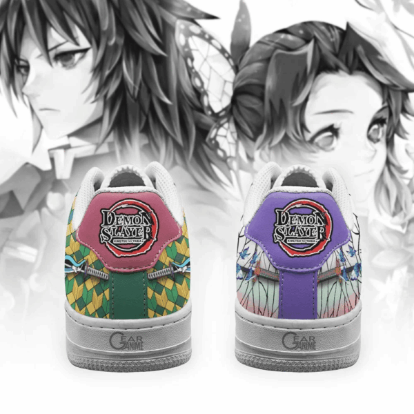 Baskets Air Force 1 Giyu et Shinobu – Demon Slayer – Style Technique de souffle – Image 3