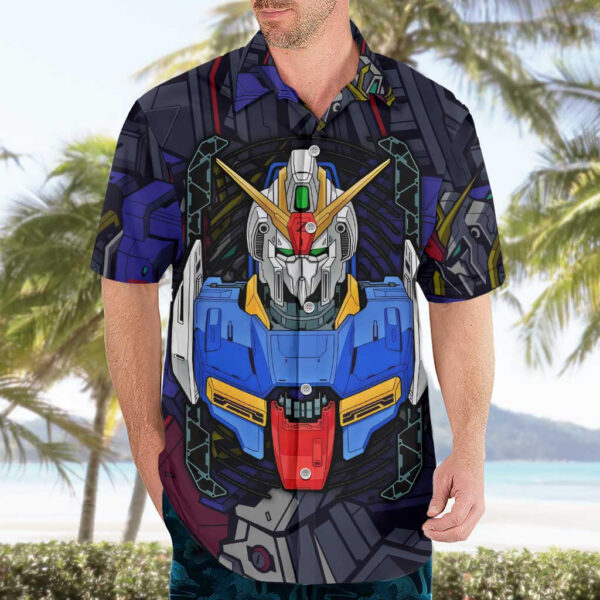 Chemise hawaïenne Gundam abstrait - fond artistique - Maison Otaku – Image 3