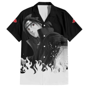 Chemise hawaïenne Itachi Uchiwa - double motif - Akatsuki - Maison Otaku