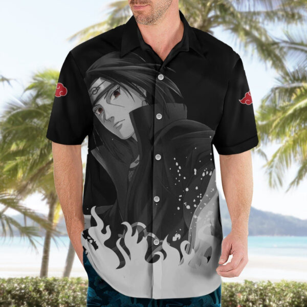 Chemise hawaïenne Itachi Uchiwa - double motif - Akatsuki - Maison Otaku – Image 3
