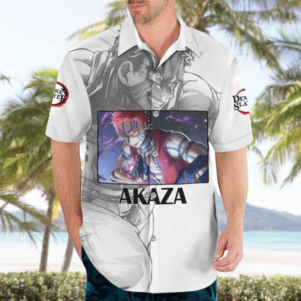 Chemise hawaïenne Akaza - Kimetsu no Yaiba - art nippon - Maison Otaku – Image 3